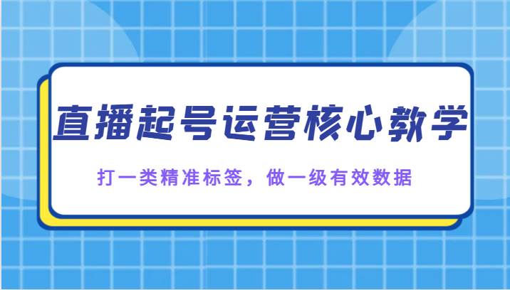 直播起号运营核心教学，打一类精准标签，做一级有效数据-靠谱项目库