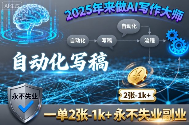 2025年来做AI写作大师，自动化写稿，一单2张-1k+，永不失业副业-靠谱项目库