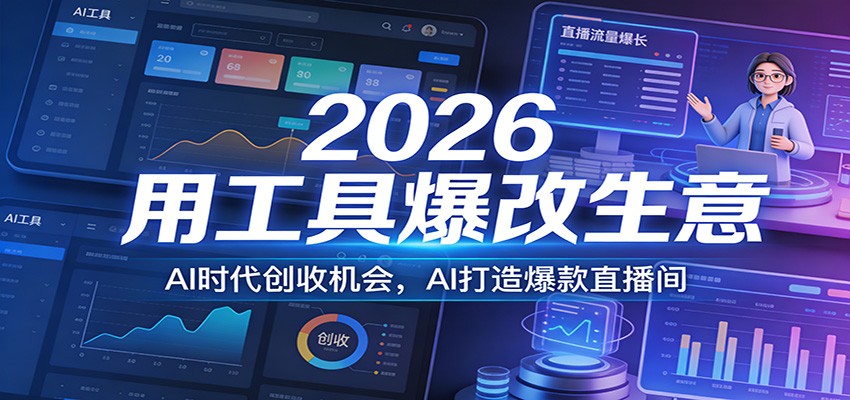 2026用工具爆改生意，AI时代创收机会，AI打造爆款直播间-靠谱项目库