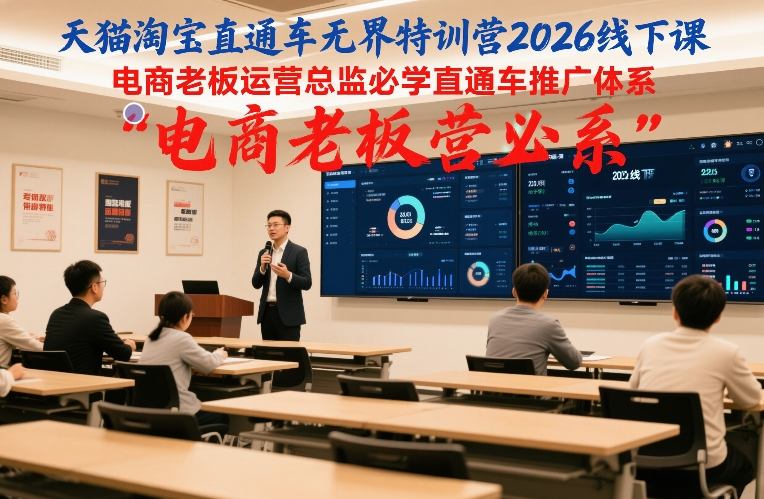 天猫淘宝直通车无界特训营2026线下课，电商老板运营总监必学直通车推广体系-靠谱项目库