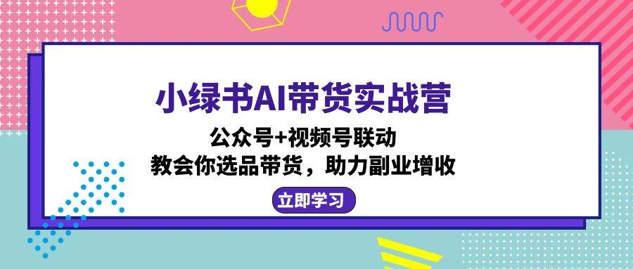 （12848期）小绿书AI带货实战营：公众号+视频号联动，教会你选品带货，助力副业增收-靠谱项目库