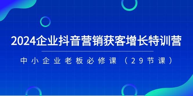 2024企业抖音营销获客增长特训营，中小企业老板必修课（29节课）-靠谱项目库