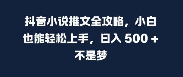 抖音小说推文全攻略，小白也能轻松上手，日入 5张+ 不是梦【揭秘】-靠谱项目库