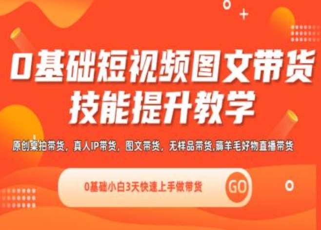 0基础短视频图文带货实操技能提升教学(直播课+视频课),0基础小白3天快速上手做带货-靠谱项目库