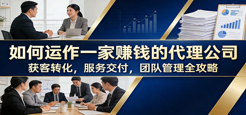 如何运作一家赚钱的代理公司：获客转化，服务交付，团队管理全攻略-靠谱项目库