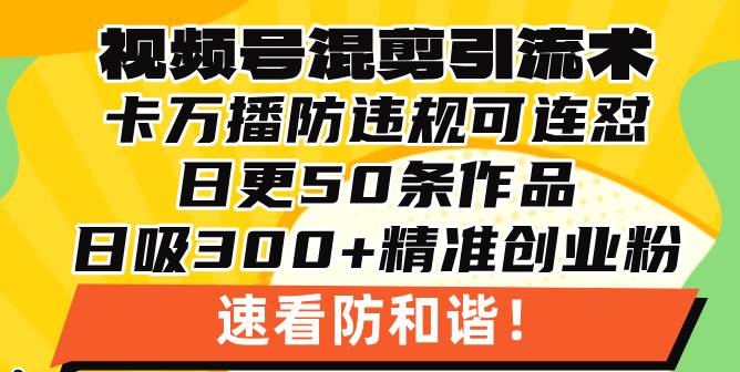 （13400期）视频号混剪引流技术，500万播放引流17000创业粉，操作简单当天学会-靠谱项目库