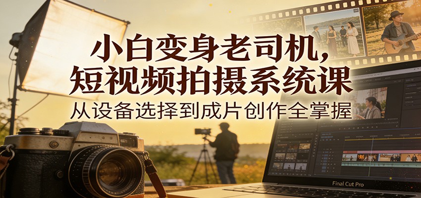 小白变身老司机，短视频拍摄系统课，从设备选择到成片创作全掌握-靠谱项目库