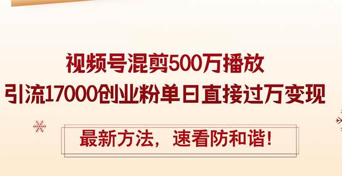 精华帖视频号混剪500万播放引流17000创业粉，单日直接过万变现，最新方…-靠谱项目库