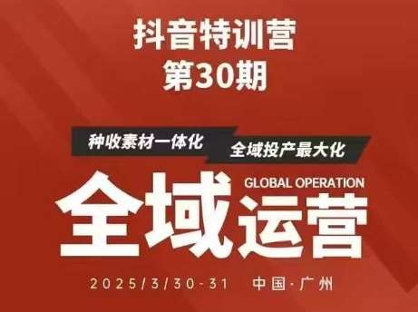 抖音特训营第30期线下培训资料，没有录音视频，正版整理的脑图资料及学员总结核心点-靠谱项目库