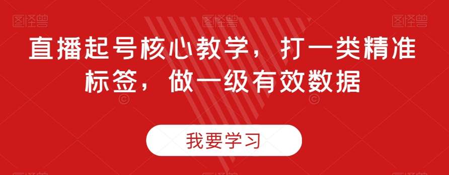 直播起号核心教学，打一类精准标签，做一级有效数据-靠谱项目库