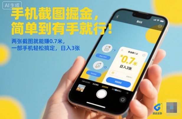 手机截图掘金，简单到有手就行！两张截图就能賺0.7米，一部手机轻松搞定，日入3张【揭秘】-靠谱项目库