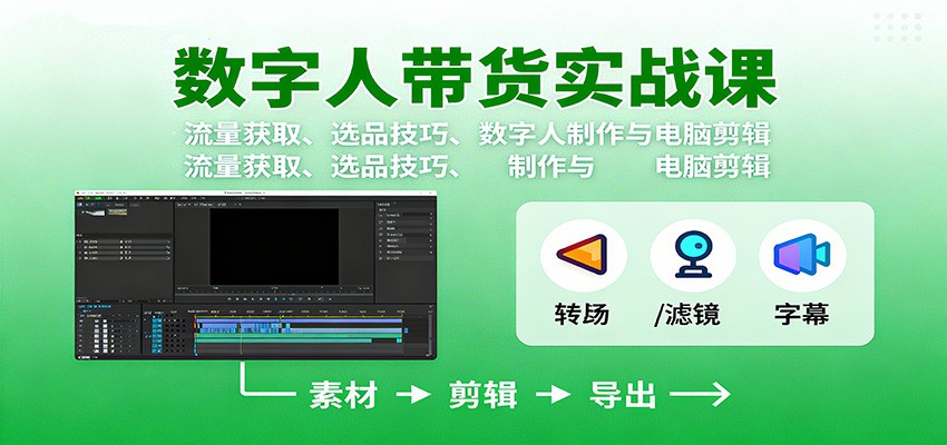 数字人变现实战课：流量获取、选品技巧、数字人制作与电脑剪辑-靠谱项目库