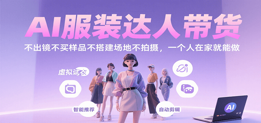 AI服装达人带货，不出镜不买样品不搭建场地不拍摄，一个人在家就能做-靠谱项目库