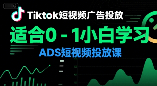 Tiktok短视频广告投放，适合0-1小白学习ADS短视频投放课-靠谱项目库