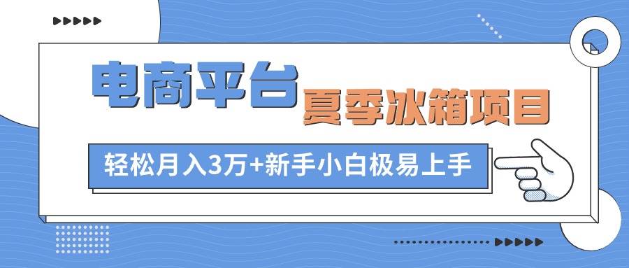 电商平台夏季冰箱项目，轻松月入3万+，新手小白极易上手-靠谱项目库