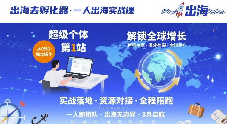 出海去孵化器，一人出海实战课，​超级个体第1站，解锁全球增长-靠谱项目库