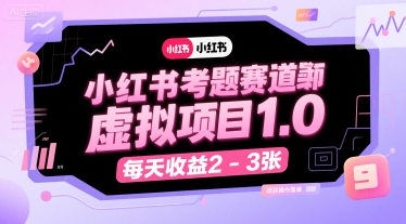 小红书考题赛道虚拟项目1.0，项目操作简单，每天收益2-3张-靠谱项目库