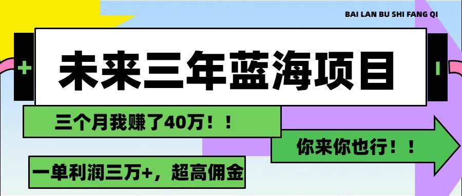 （11716期）未来三年，蓝海赛道，月入3万+-靠谱项目库