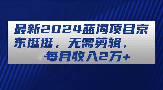 （11041期）最新2024蓝海项目京东逛逛，无需剪辑，每月收入2万+-靠谱项目库