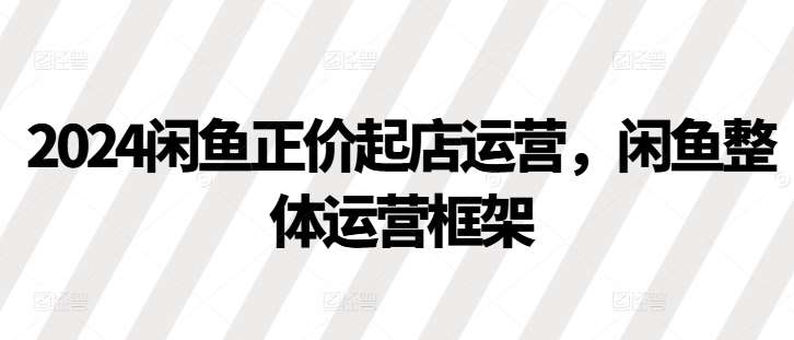2024闲鱼正价起店运营，闲鱼整体运营框架-靠谱项目库