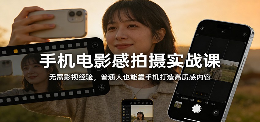 手机电影感拍摄实战课：无需影视经验，普通人也能靠手机打造高质感内容-靠谱项目库