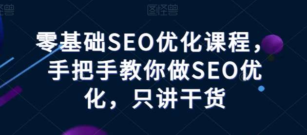零基础SEO优化课程，手把手教你做SEO优化，只讲干货-靠谱项目库