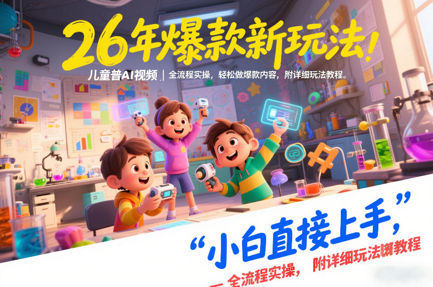26年爆款新玩法，儿童科普AI视频，全流程实操，轻松做爆款内容，小白直接上手，附详细玩法教程-靠谱项目库