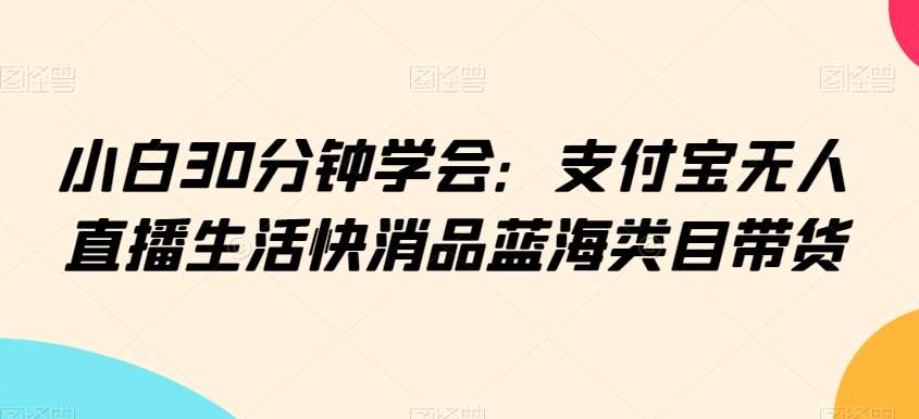 小白30分钟学会：支付宝无人直播生活快消品蓝海类目带货【揭秘】-靠谱项目库