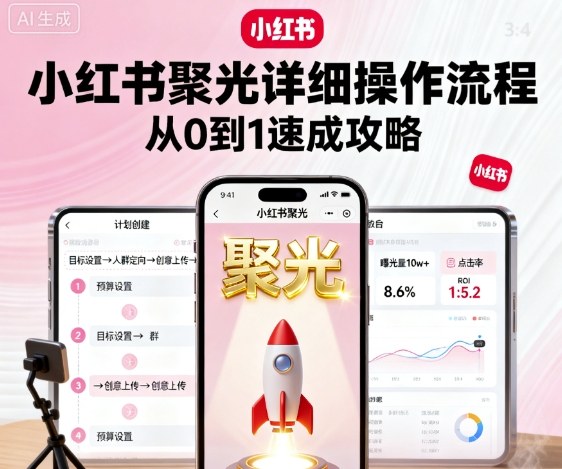 小红书聚光详细操作流程，小红书聚光从0到1速成攻略-靠谱项目库