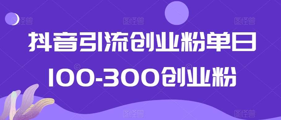 抖音引流创业粉单日100-300创业粉【揭秘】-靠谱项目库