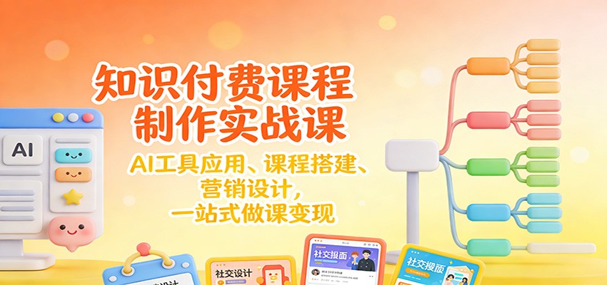 知识付费课程制作实战课：AI工具应用 、课程搭建、营销设计，一站式做课变现-靠谱项目库
