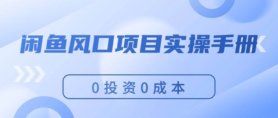 （11923期）闲鱼风口项目实操手册，0投资0成本，让你做到，月入过万，新手可做-靠谱项目库
