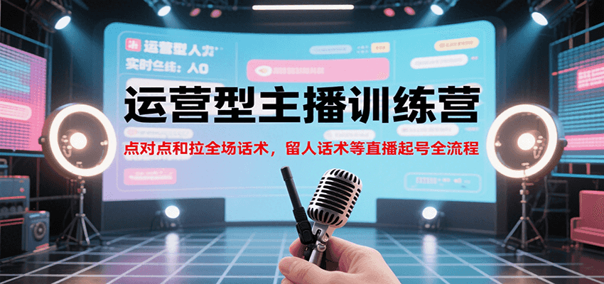 运营型主播训练营，点对点和拉全场话术，留人话术等直播起号全流程（更新7月）-靠谱项目库