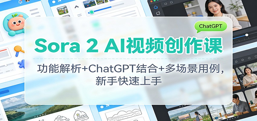 Sora 2 AI视频创作课：功能解析+ChatGPT结合+多场景用例，新手快速上手-靠谱项目库