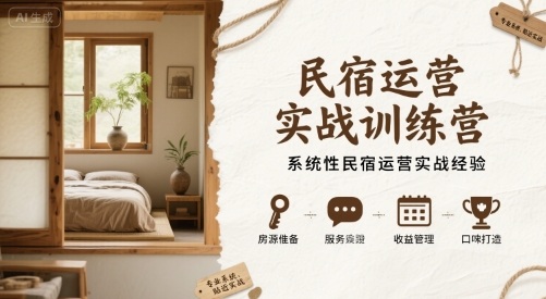民宿运营实战训练营，系统性民宿运营实战经验-靠谱项目库