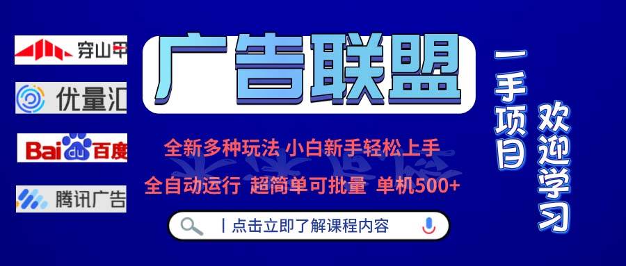 （13258期）广告联盟 全新多种玩法 单机500+  全自动运行  可批量运行-靠谱项目库