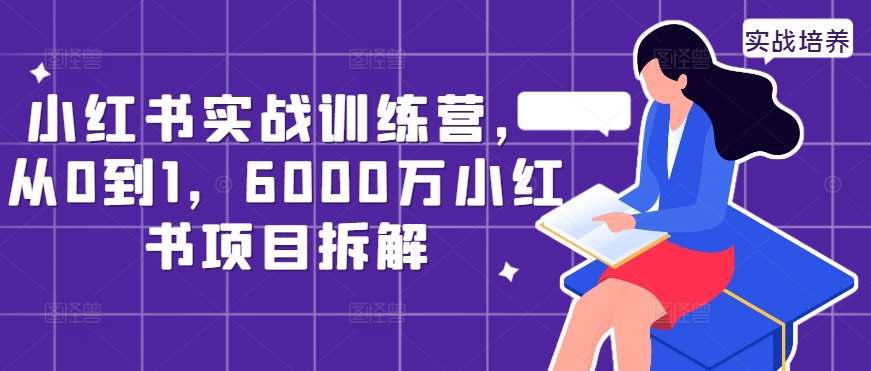 小红书实战训练营，从0到1，6000万小红书项目拆解-靠谱项目库