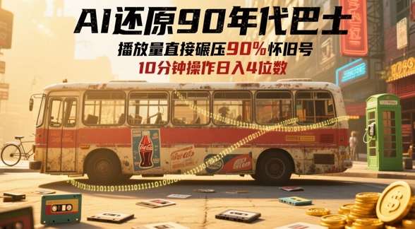 AI还原90年代巴士，一帧就让70后泪崩，播放量直接碾压90%怀旧号，每天操作十分钟，日入四位数-靠谱项目库