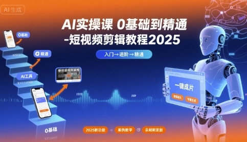 AI实操课0基础到精通-短视频剪辑教程2025-靠谱项目库