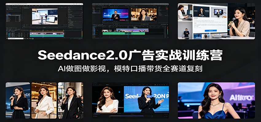 Seedance2.0广告实战训练营：AI做图做影视，模特口播带货全赛道复刻-靠谱项目库