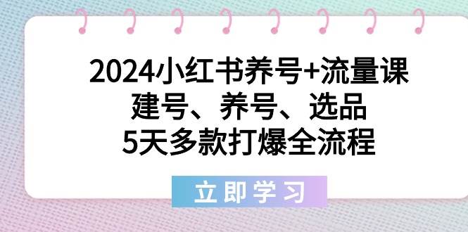 （8974期）2024小红书养号+流量课：建号、养号、选品，5天多款打爆全流程-靠谱项目库