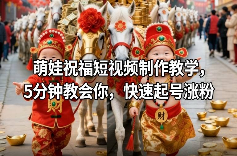 萌娃祝福短视频制作教学，5分钟教会你，快速起号涨粉-靠谱项目库
