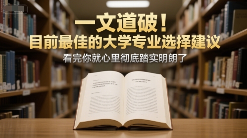 付费文章：一文道破！目前最佳的大学专业选择建议，看完你就心里彻底踏实明朗了-靠谱项目库