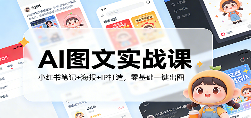 AI图文实战课：小红书笔记+海报+IP打造，零基础一键出图-靠谱项目库
