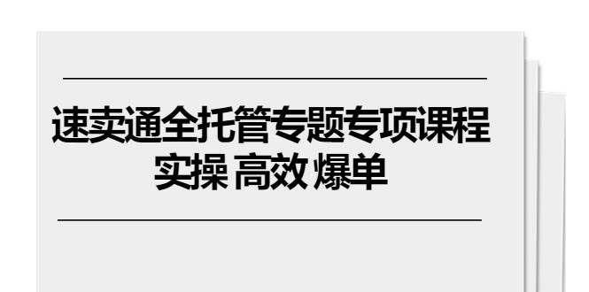 （10917期）速卖通 全托管专题专项课程，实操 高效 爆单（11节课）-靠谱项目库