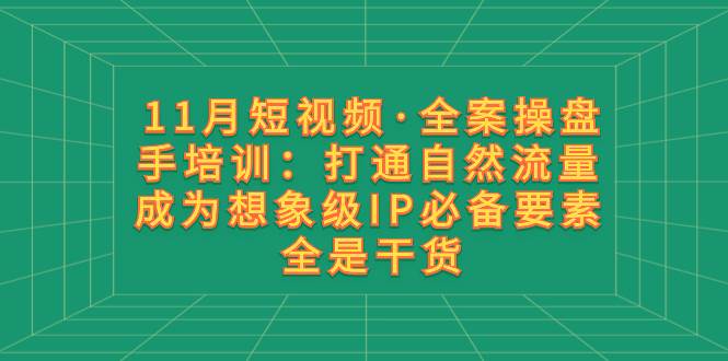 （8182期）11月短视频·全案操盘手培训：打通自然流量 成为想象级IP必备要素 全是干货-靠谱项目库