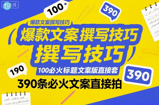 爆款文案撰写技巧，100个必火标题文案模版直接套，390条必火文案直接拍-靠谱项目库