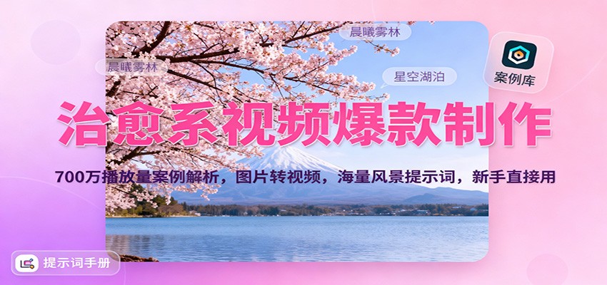 治愈系视频爆款制作，700万播放量案例解析，图片转视频，海量风景提示词，新手直接用-靠谱项目库