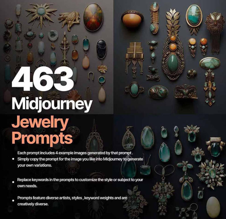 图片[2]-460+专业Midjourney珠宝摄影AI提示词戒指，项链-耳环-手链-宝石等，立即开始创作珠宝艺术-靠谱项目库