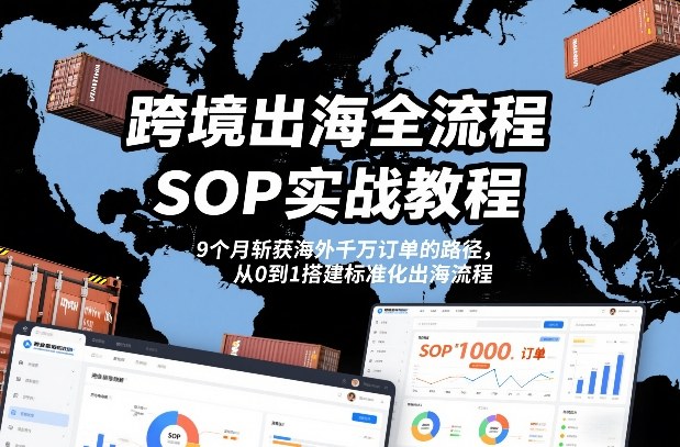 跨境出海全流程全盘托出SOP实战教程，9个月斩获海外千万订单的路径，从0到1搭建标准化出海流程-靠谱项目库